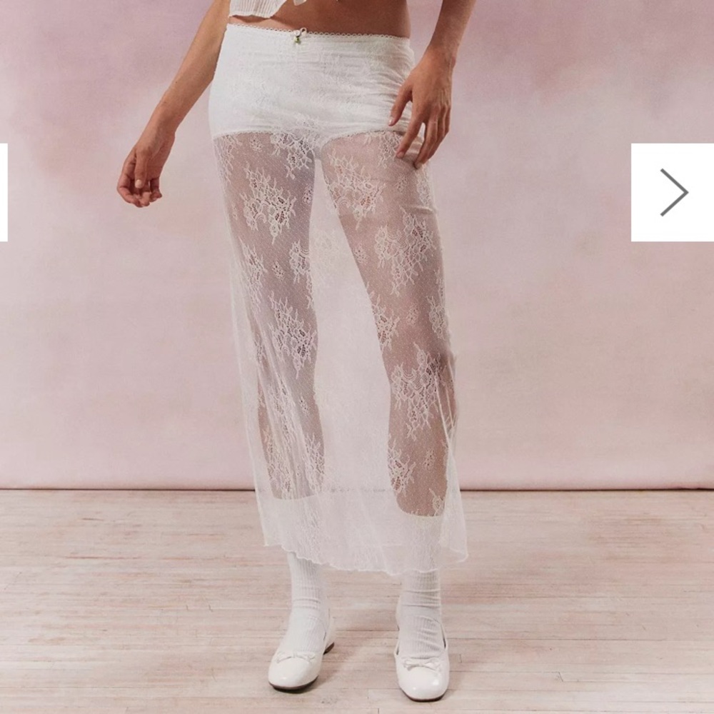 UO Jules Sheer Lace Midi Skirt